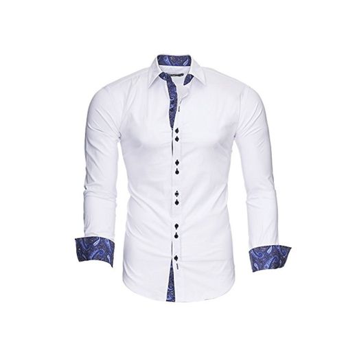 Kayhan Hombre Camisa Royal Paisley White/Navy