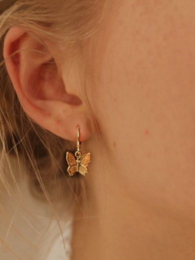 Pendientes largos con mariposa con diseño redondo 1 par
