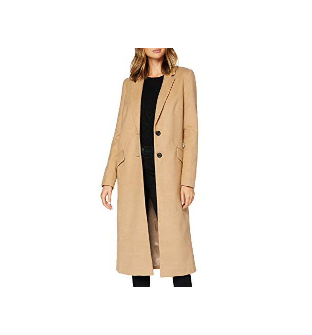 Moda Marca Amazon - find. Abrigo Largo Mujer, Beige