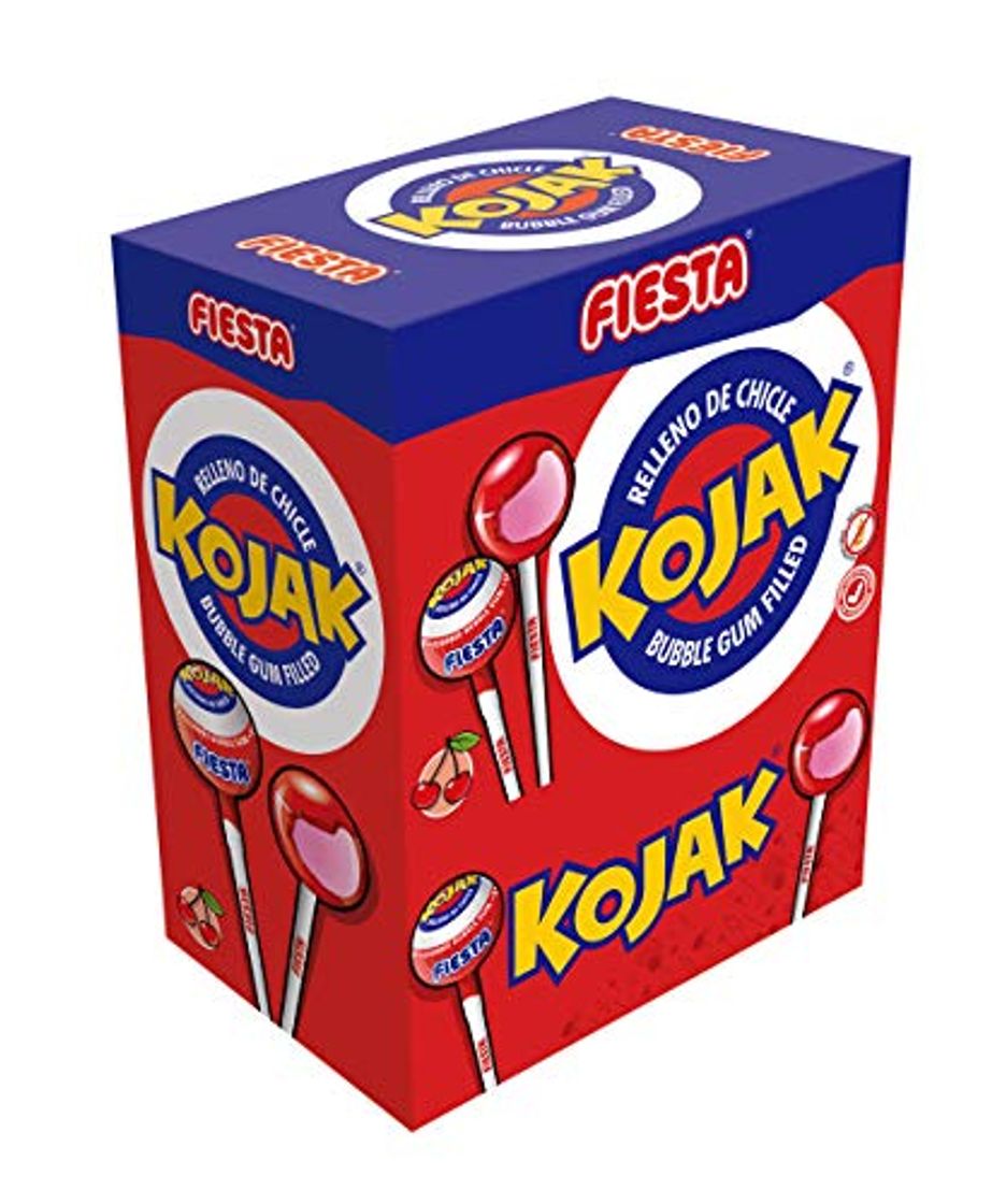 Social Fiesta Kojak Caramelo con Palo Relleno de Chicle Sabor Cereza