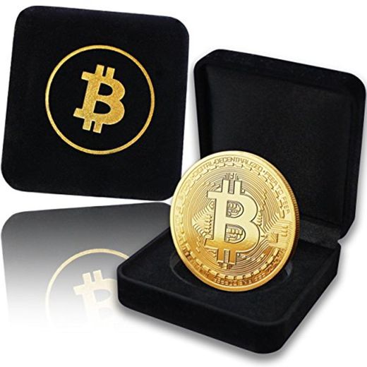 Medalla Bitcoin física recubierta de oro auténtico de 24 quilates