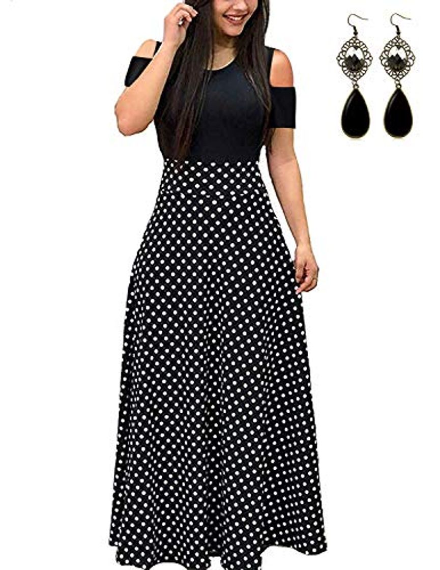 Moda UUAISSO Mujer Vestido Maxi Vestidos Floral Casual Cóctel Vestidos de Hombro Frío