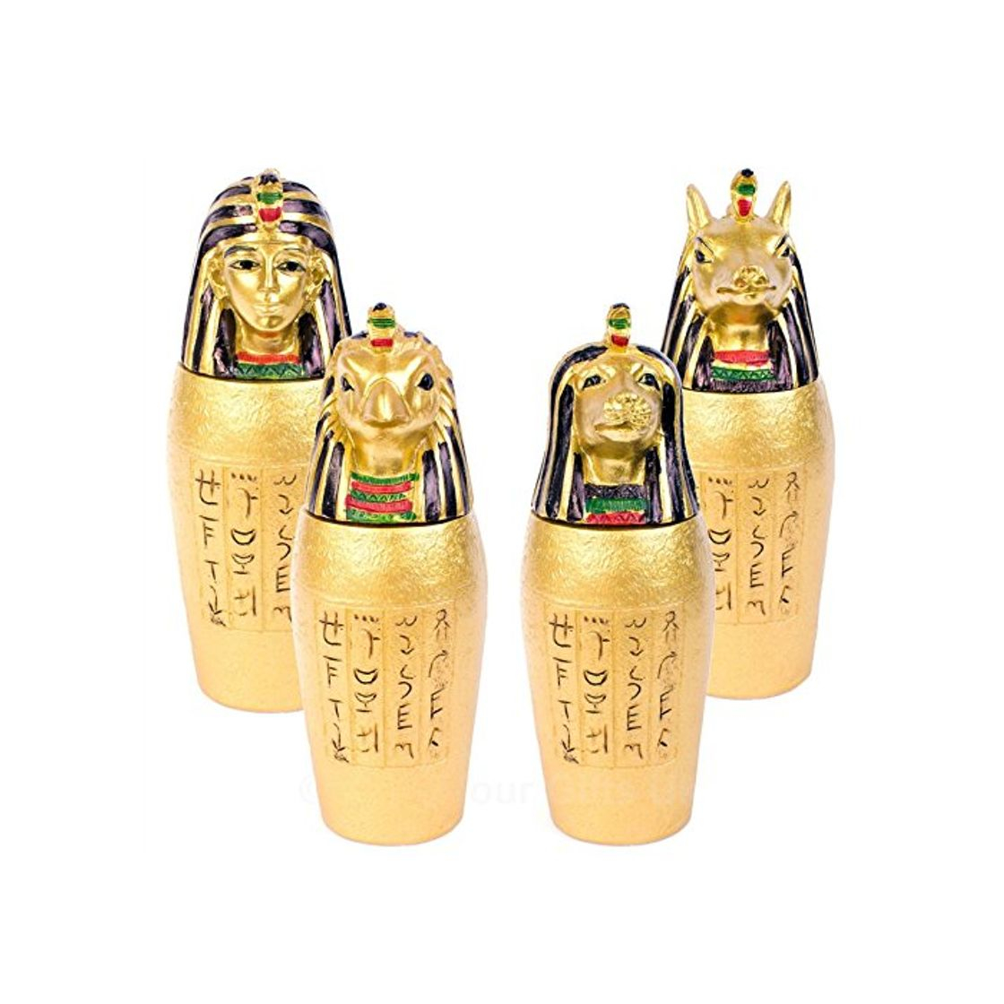 Products Juego de 4 dorado dios egipcio de la Estatua de la canopes decorativa con antiguo Egipto