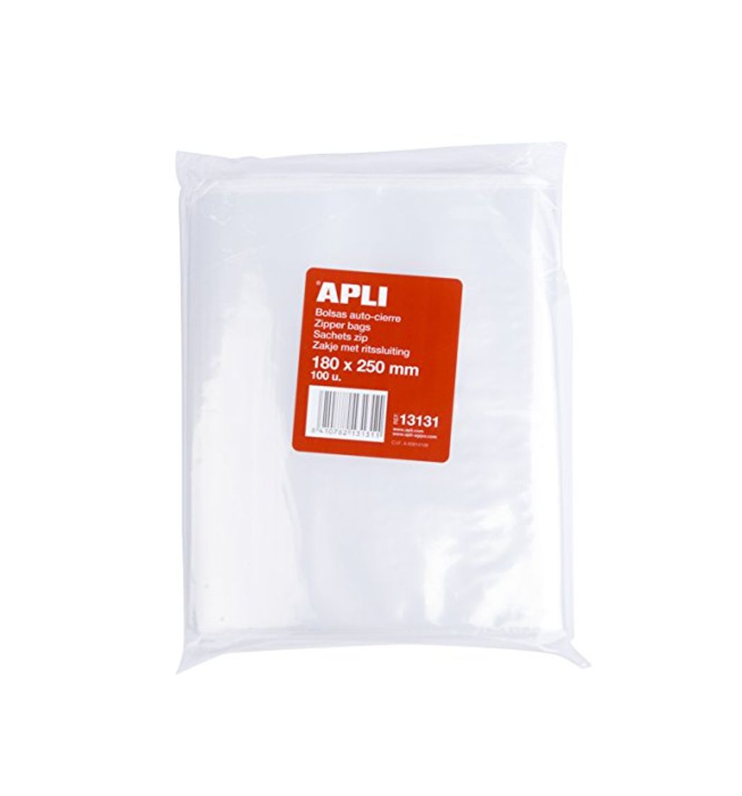 Product APLI 13131 - Pack de 100 bolsas de plástico con autocierre