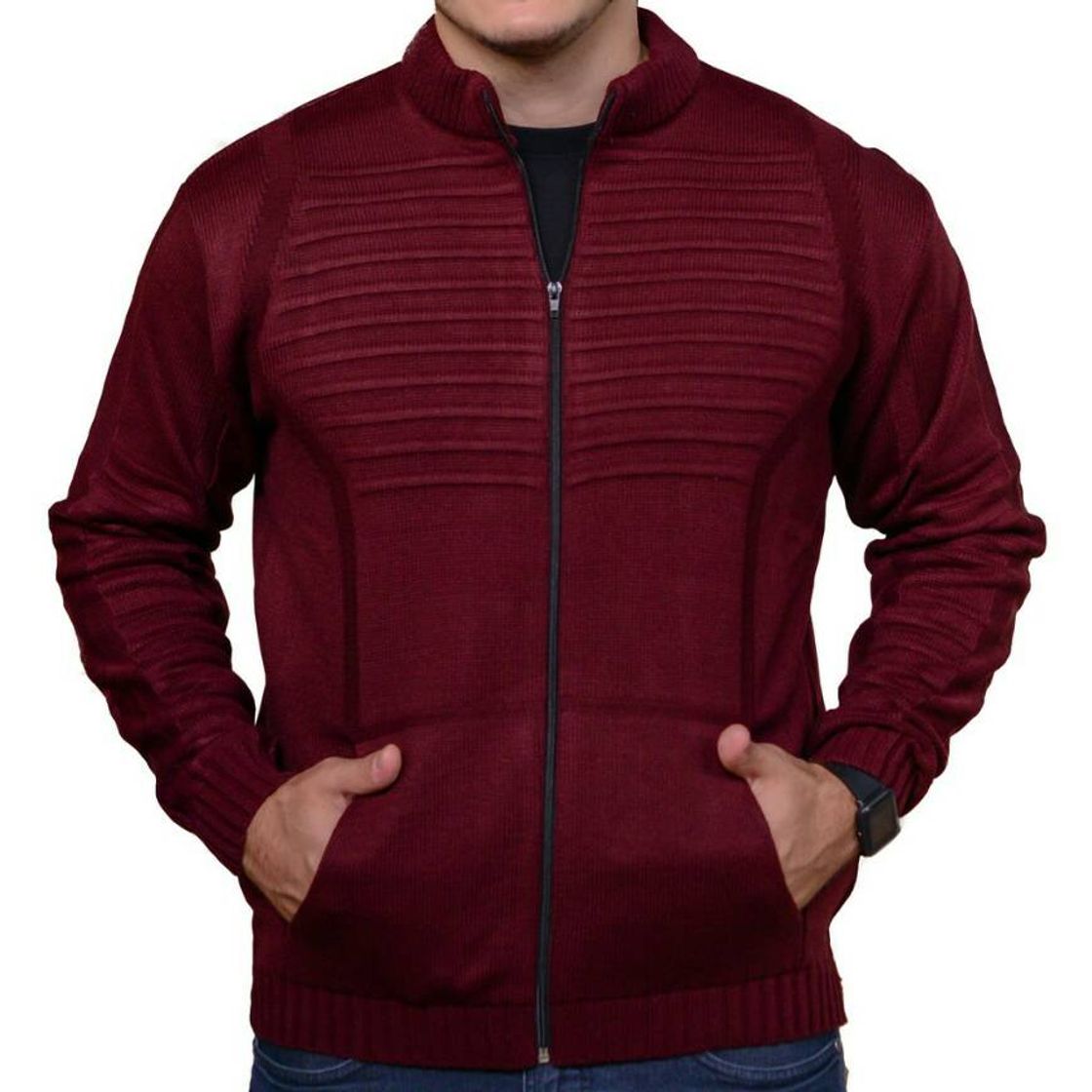 Fashion Jaqueta Masculina Blusa De Frio Casaco Aberto Com Bolso