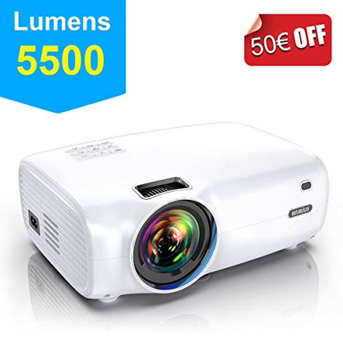 Producto Proyector, WiMiUS 5500 Lúmenes Proyector Portátil Full HD Soporta 1080P Proyector Cine