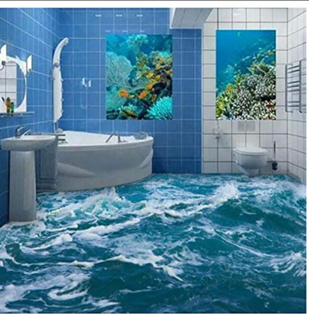 Social Zxwd Papel Tapiz Mural De Suelo 3D Personalizado Baño De Olas De