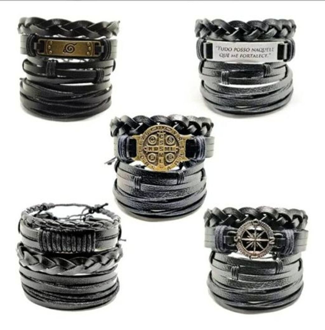 Moda Pulsera Ajustável  Kit 5 Masculino