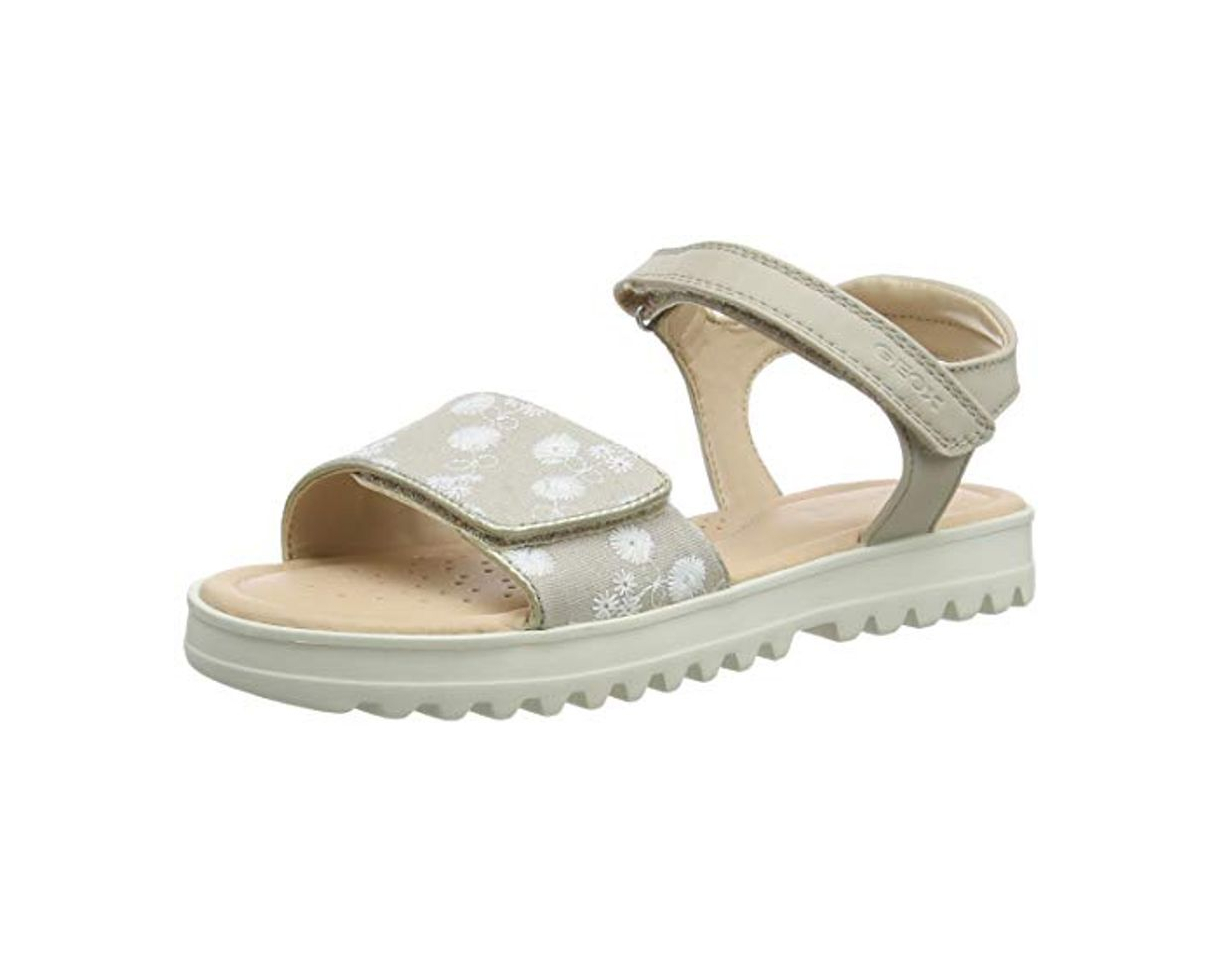 Fashion Geox J Sandal Coralie Gir, Sandalias con Punta Abierta para Niñas, Beige