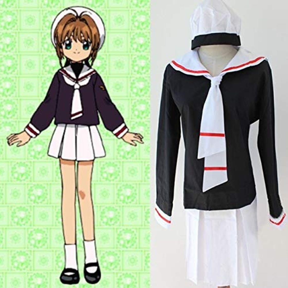 Moda WSJDE Anime Card Captor Sakura Uniforme Escolar Cosplay Traje Kinomoto Sakura Conjunto