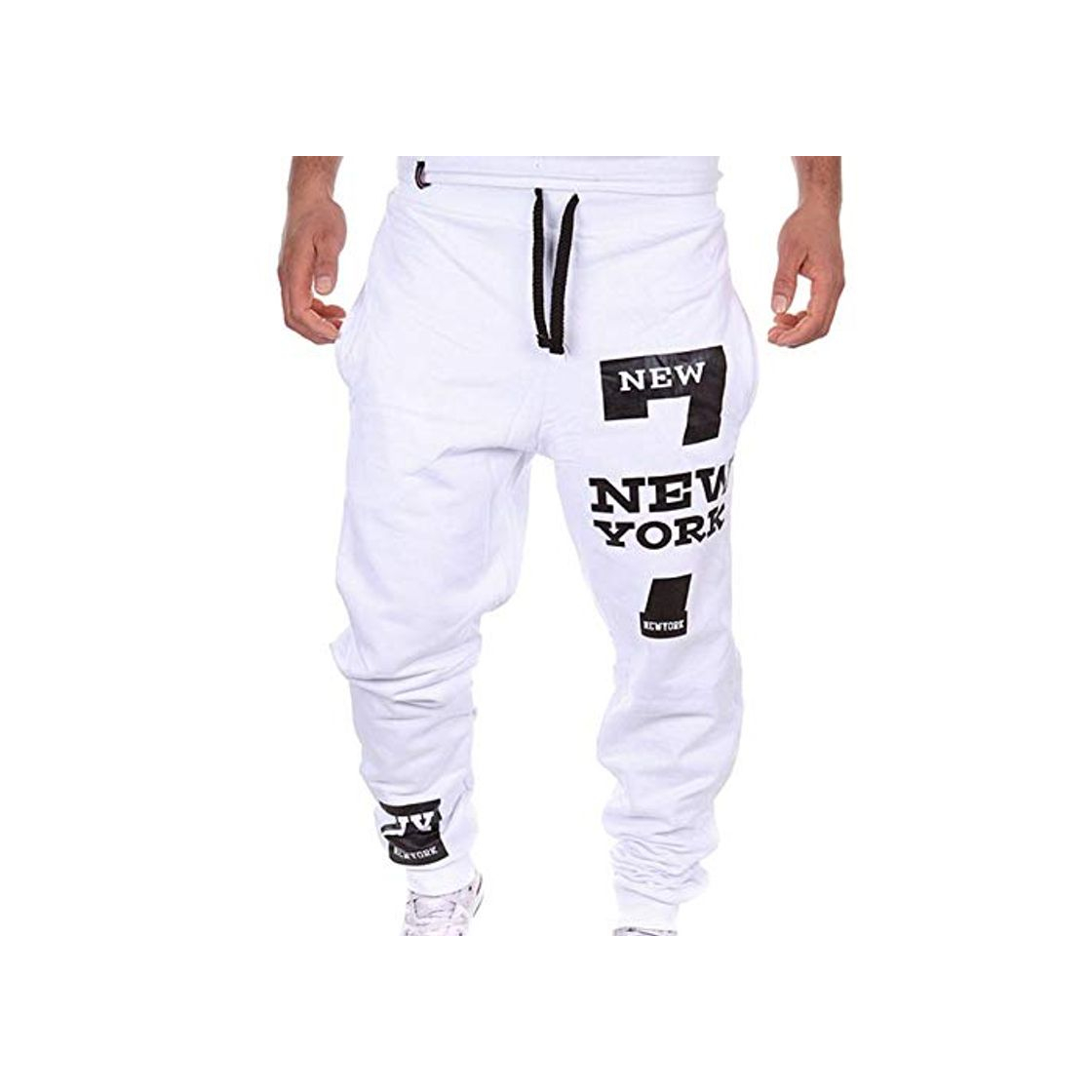 Moda Shuangklei Men Letter Print Sweatpants Male Joggers  Loose Hip Pop Casual Trousers Track