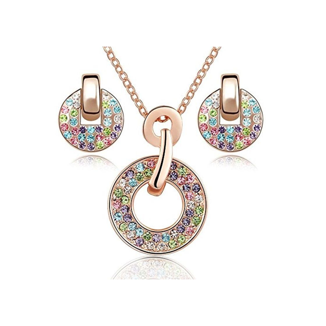 Social Crystals from Swarovski Colorido Redondo Juego de joyas Collar con colgante 45