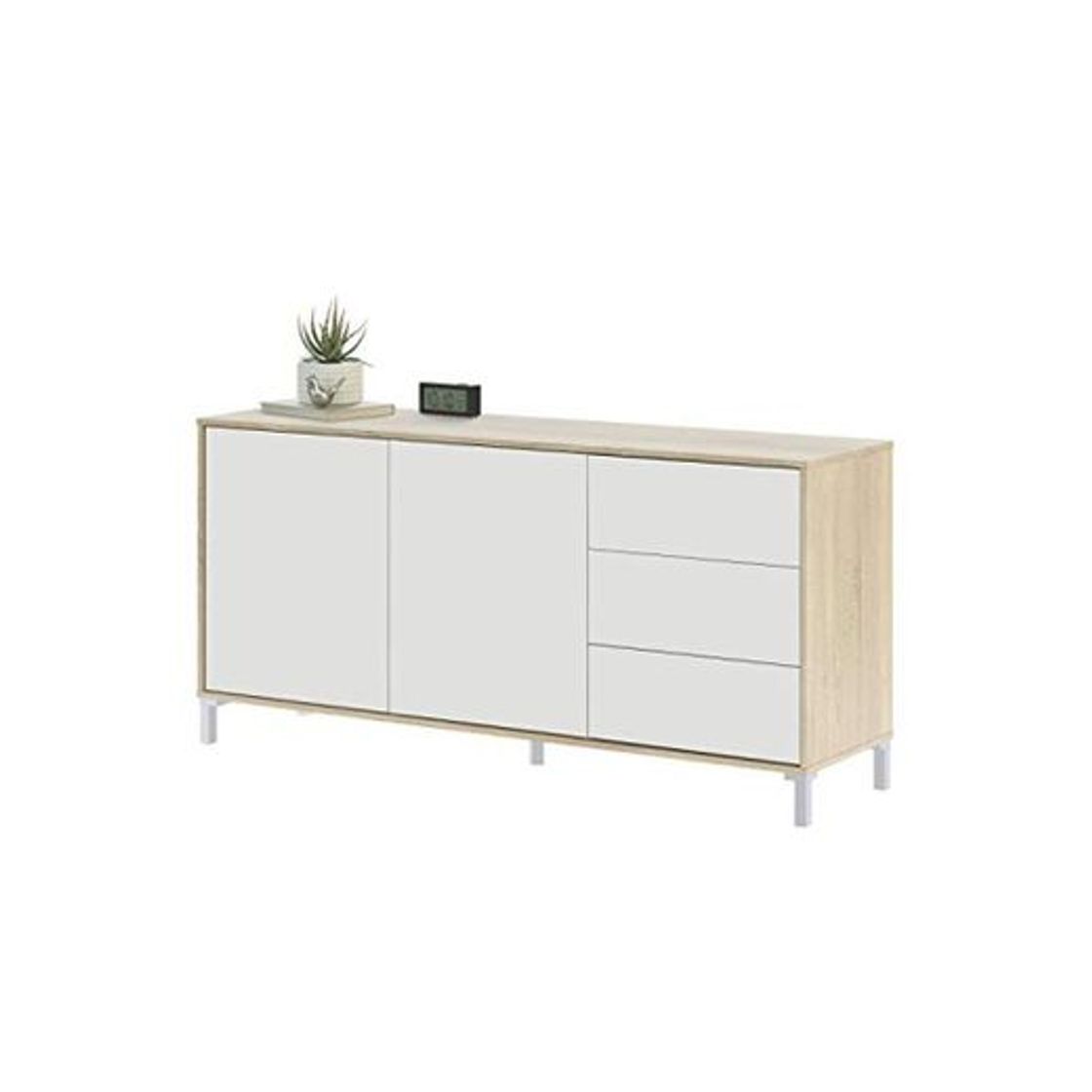 Product Habitdesign 016623F - Mueble aparador, Modelo Brooklyn, Melamina, Roble Canadian y Blanco