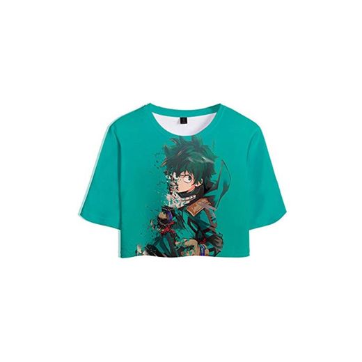 ALIDONE My Hero Academia 3D Impreso Mujeres Crop Tops Camisetas de Manga Corta Casual Midriff D Style S