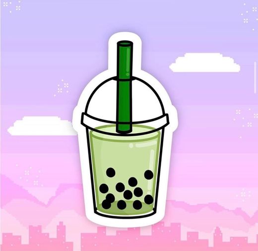 Sticker boba tea matcha 