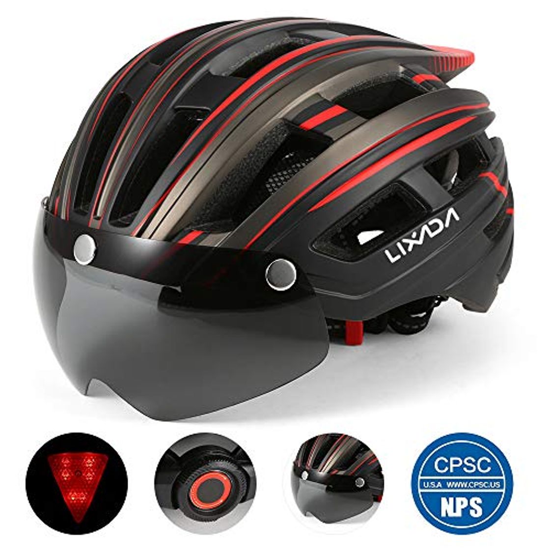 Producto Lixada Casco de Bicicleta de Montaña Casco de Motociclismo con Visera Magnética Desmontable Ligero Protector UV Unisexo