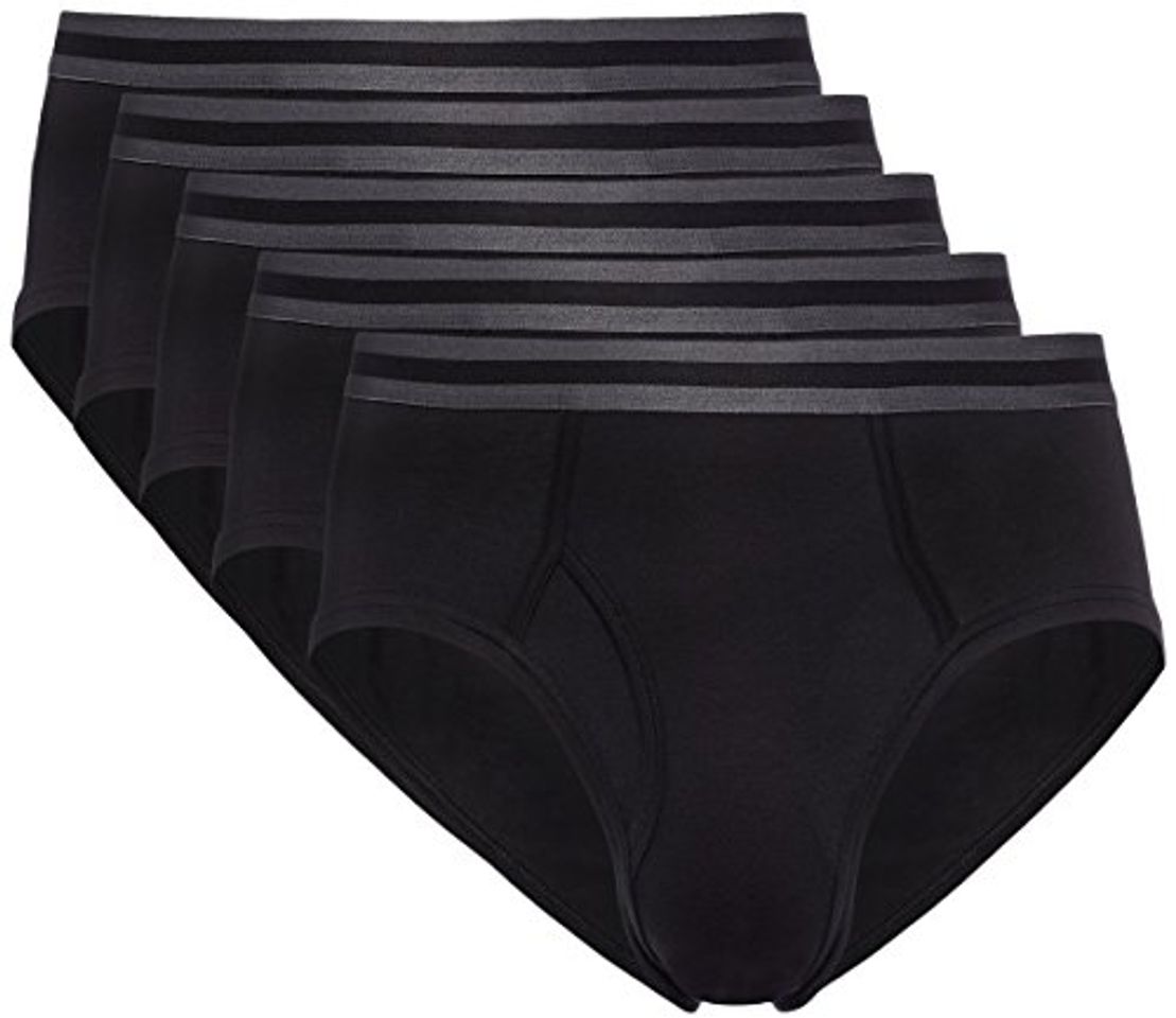 Lugar Marca Amazon - find. Slip para Hombre Y-Front, Pack de 5, Negro
