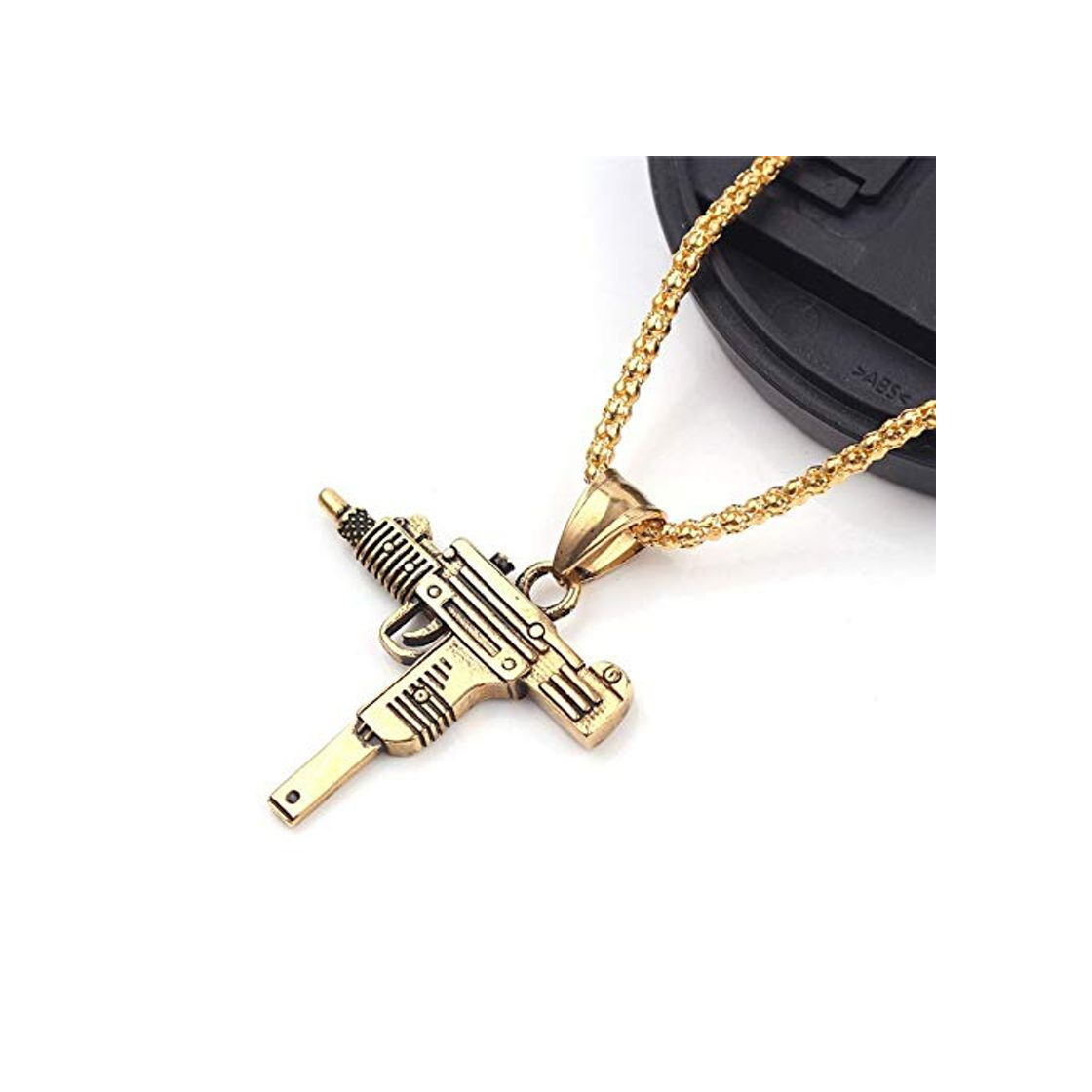 Social MZYSM Charm Pistol Uzi Gun Shaped Pendant Punk Tommy Gun Army Style Collar de Cadena Masculina para Hombres Corrente Masculina Joyas Regalos