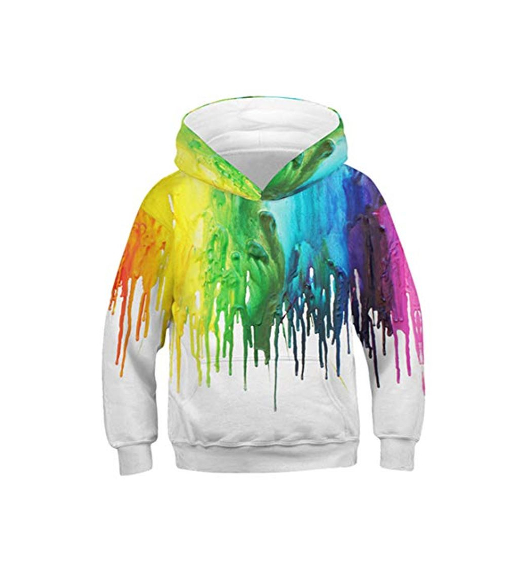 Moda AIDEAONE Niño Niña 3D Arco Iris Capucha Sudadera Jersey Suéter con Capucha