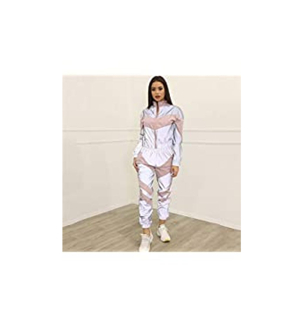 Fashion Weentop-clothing Conjunto de chándal Reflectante para Mujer Empalme Femenino, Traje Deportivo y