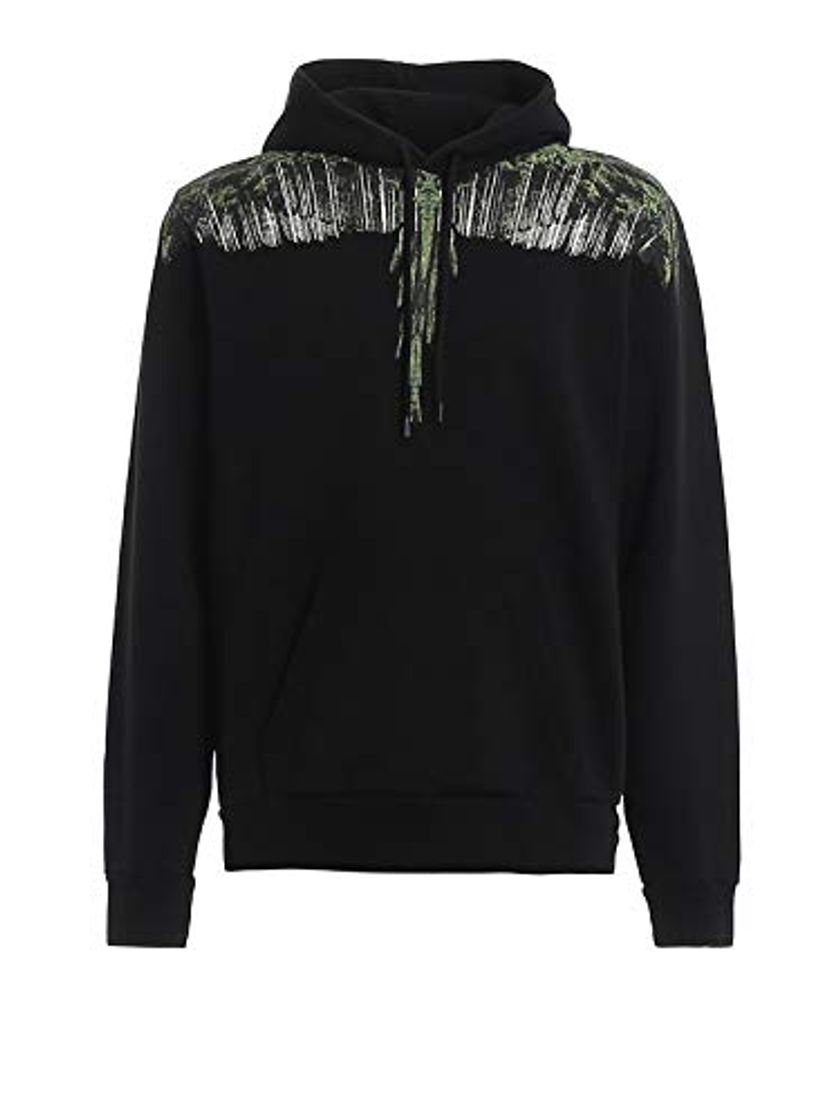 Fashion Marcelo Burlon Felpa con Cappuccio Wood Wings CMBB007R20FLE0121055 Nero Uomo XL