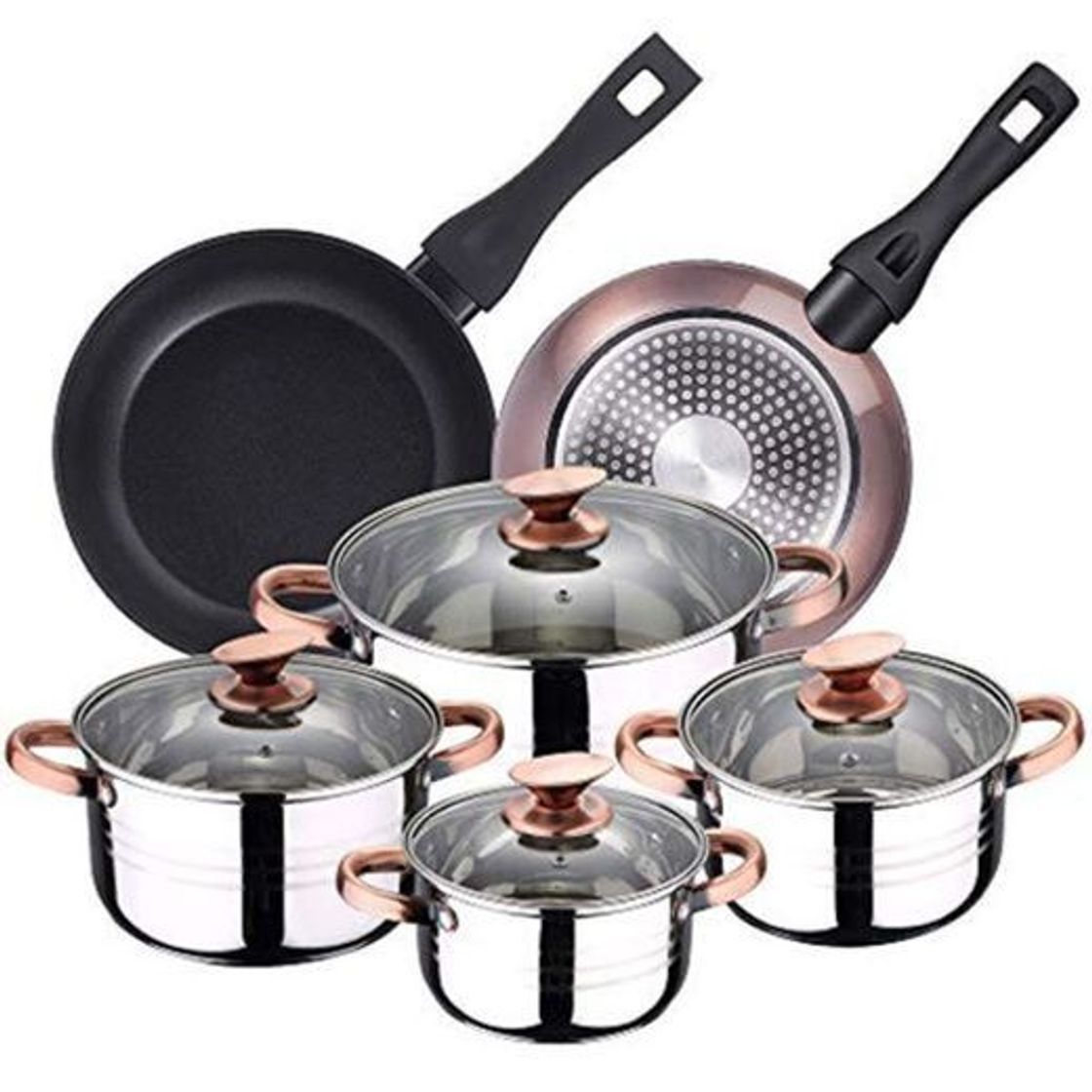 Social Bergner PK1924 batería de Cocina 4 cacerolas con Tapas de Vidrio, más
