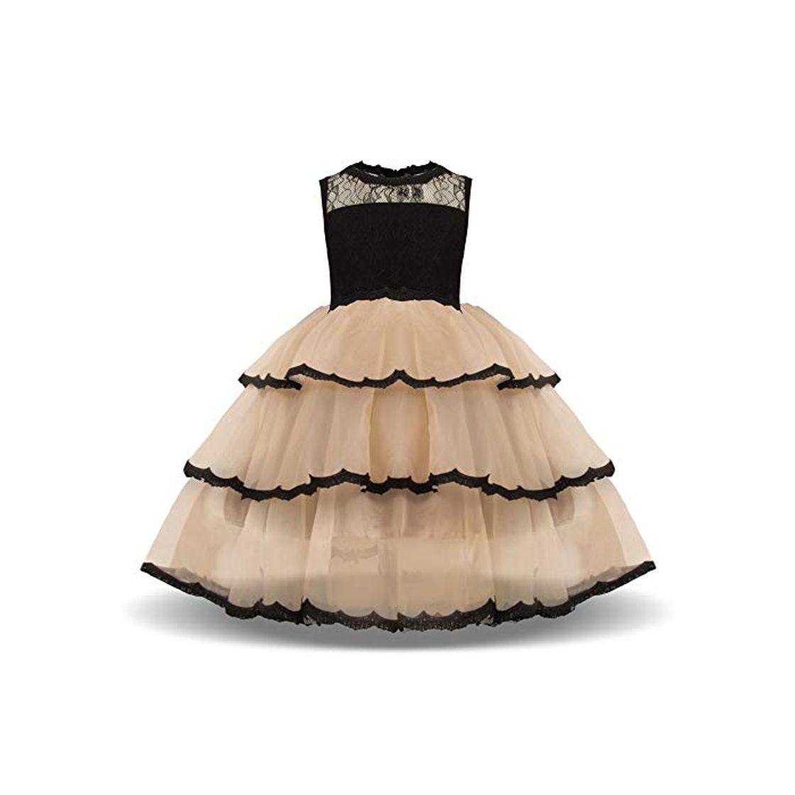 Fashion Vestidos de fiesta para fiestas Niñas Princesa de encaje sin mangas Vestidos del desfile Malla cansada Colorblock Una línea Vestido de fiesta de dama de honor de la boda Niños Vestidos de baile de gal