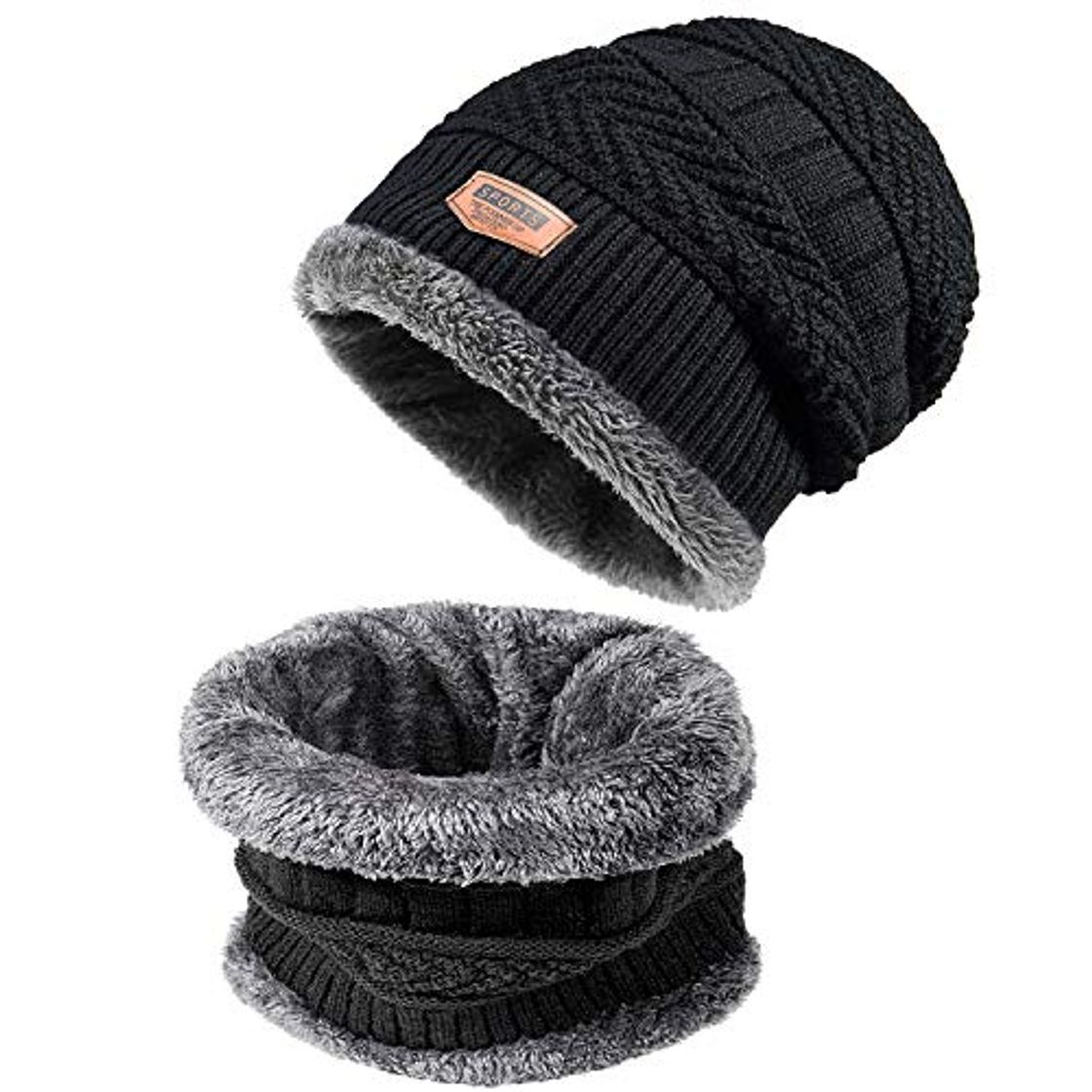 Fashion Czemo Calentar Sombreros Gorras Beanie de Punto Gorro y Bufanda Invierno de Los Hombres Gorro de Tejer y Bufanda de Lana Caliente Gorro Sombrero