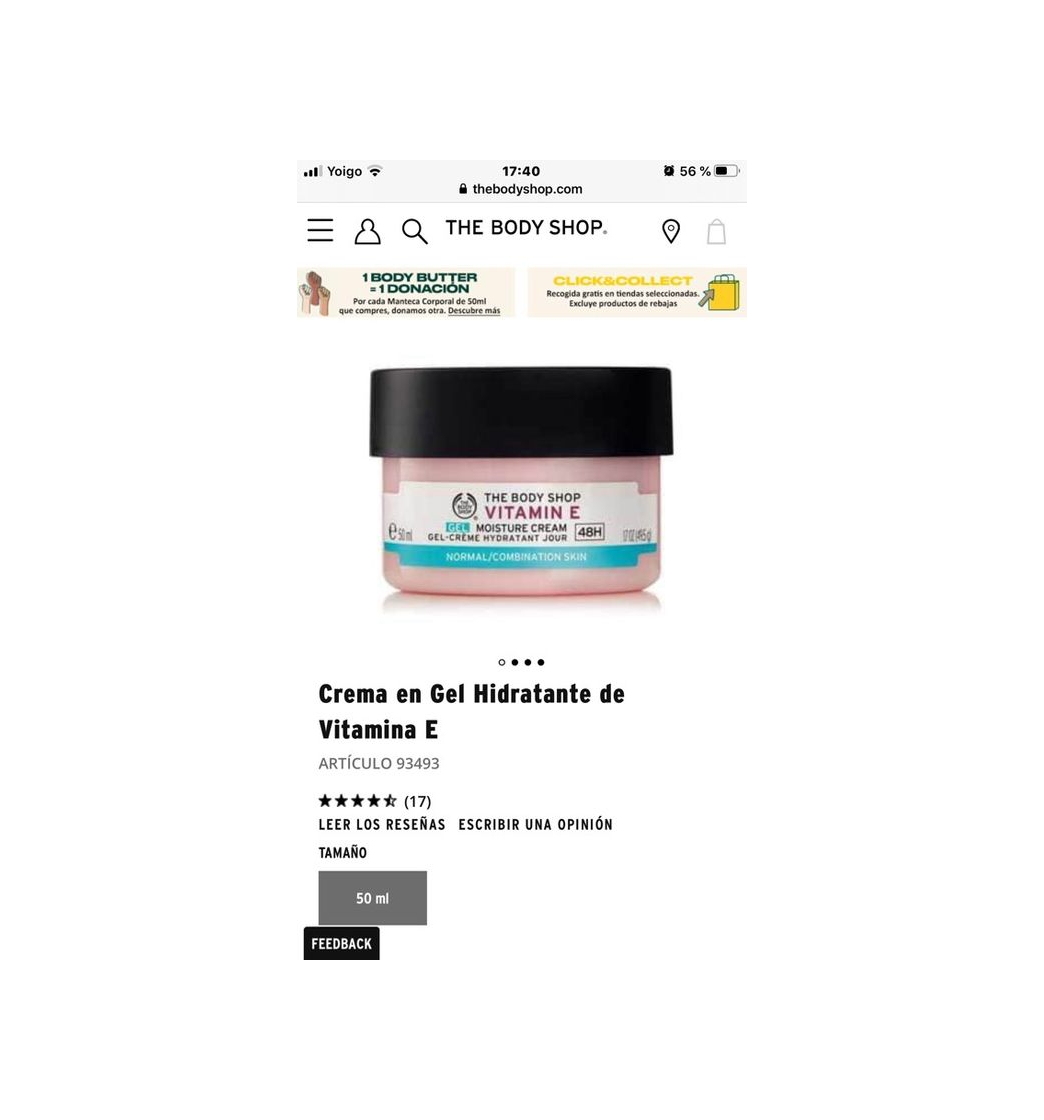 Producto Crema en Gel Hidratante de Vitamina E