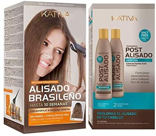 Kativa Brasileño Pack con Kit de Alisado y Champú