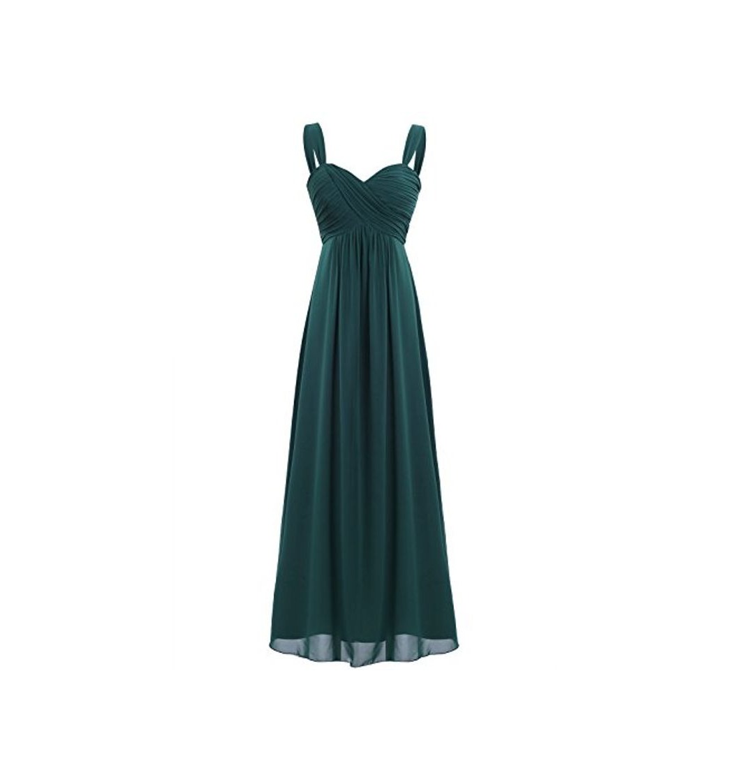 Social Freebily Vestido Elegante de Boda Fiesta Cóctel para Mujer Dama de Honor Vestido Largo Verano Verde Oscuro 40