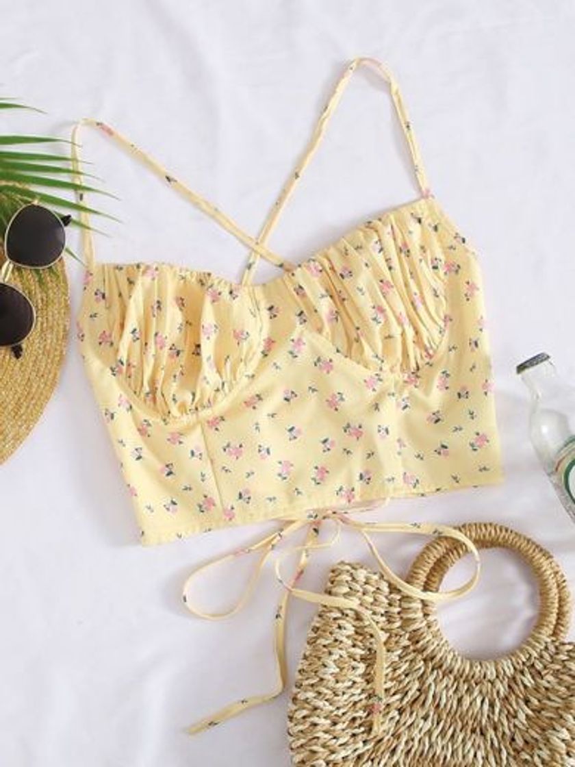 Social Top amarillo con flores