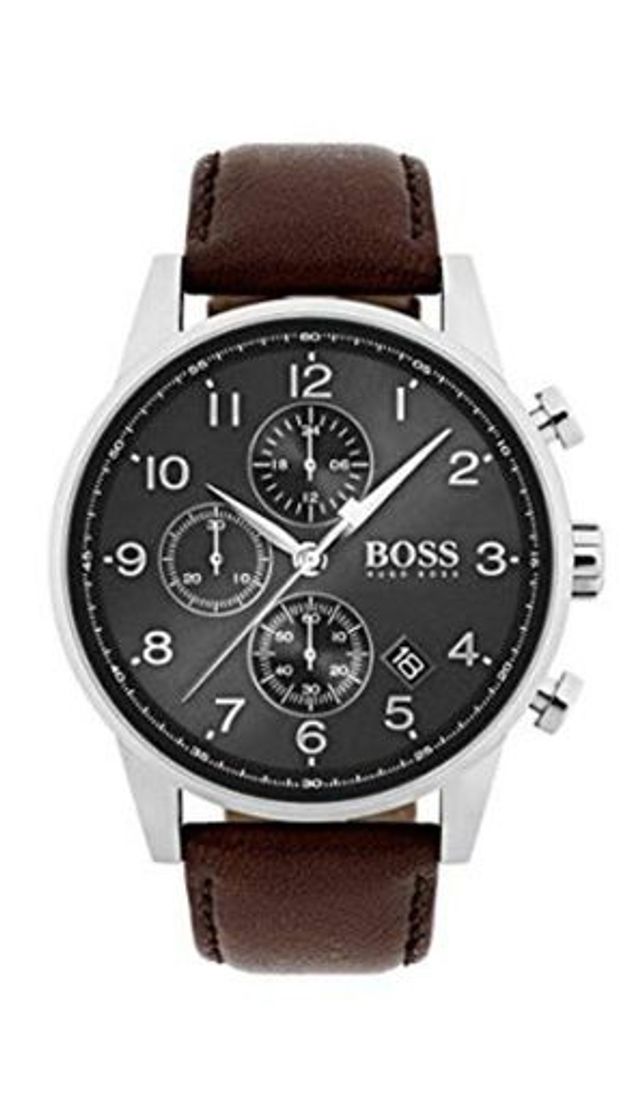 Fashion Hugo BOSS Reloj Cronógrafo para Hombre de Cuarzo con Correa en Cuero 1513494