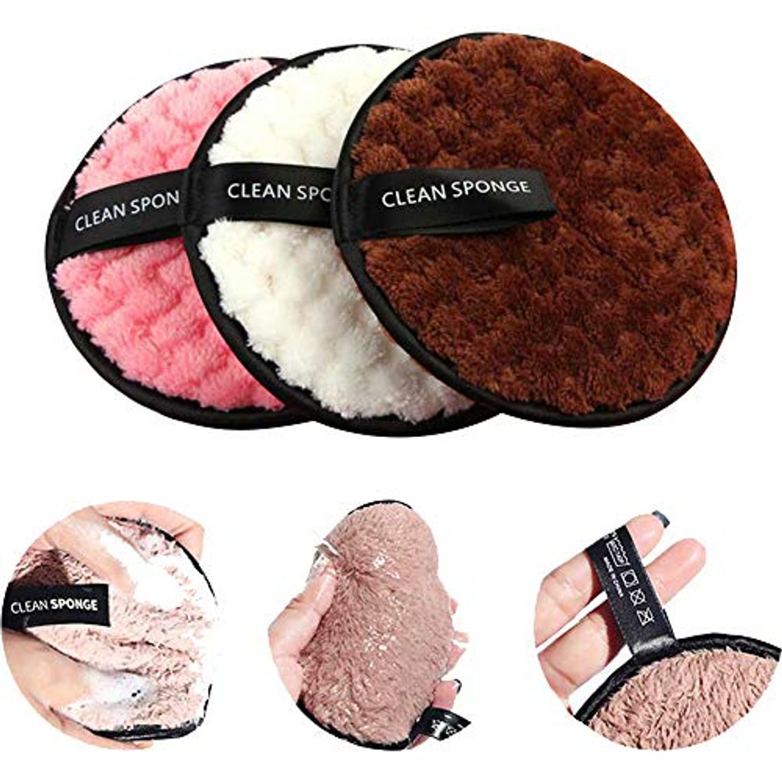 Social leegoal 3 Unidades Toalla Desmaquillante Facial Microfibra Lavable/Reutilizable