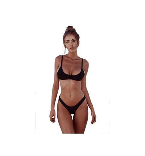 heekpek Bikinis Mujer 2019 Brasileños Bañador Ropa de Baño Push Up Dos Piezas con Relleno Traje de Baño de Tubo Color Liso