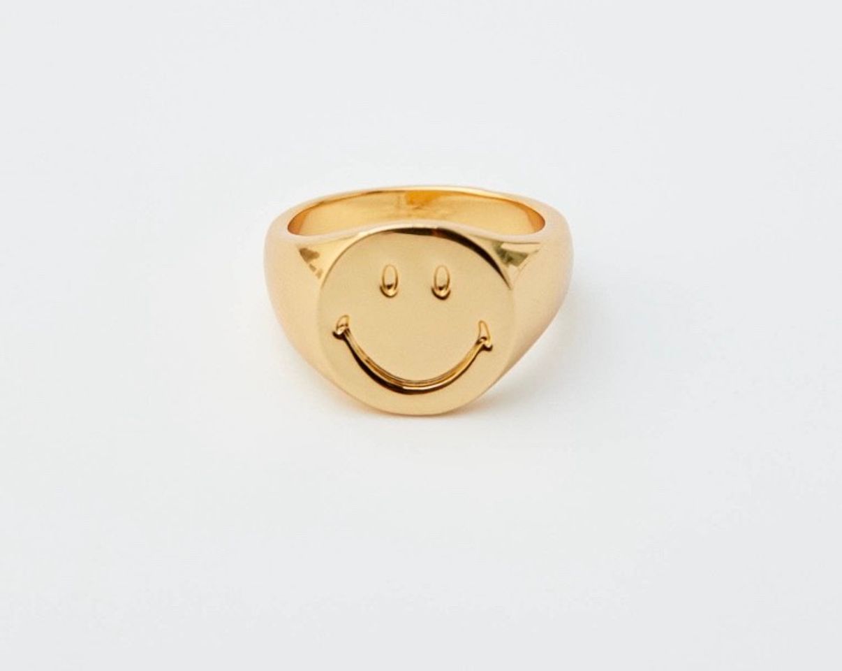 Moda Anillo sello Smiley baño oro