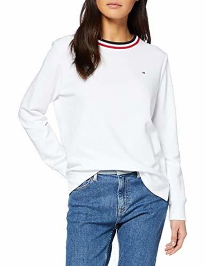 Tommy Hilfiger TH Essential C-nk Sweatshirt LS Sudadera, Blanco