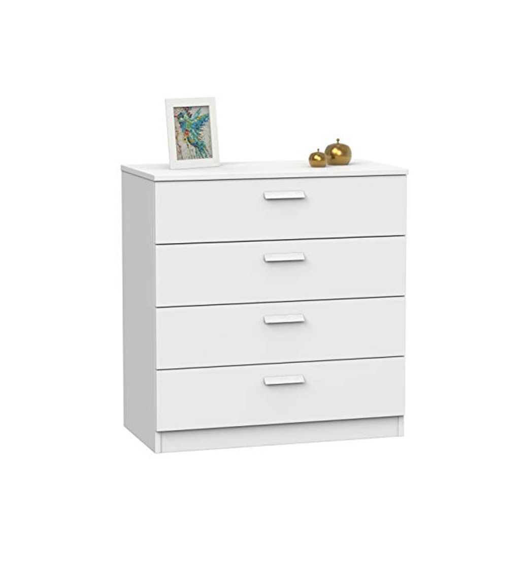 Social Miroytengo Comoda 4 cajones Teb habitacion Juvenil Dormitorio Infantil Matrimonio Blanco Estilo Moderno 78x74x40 cm