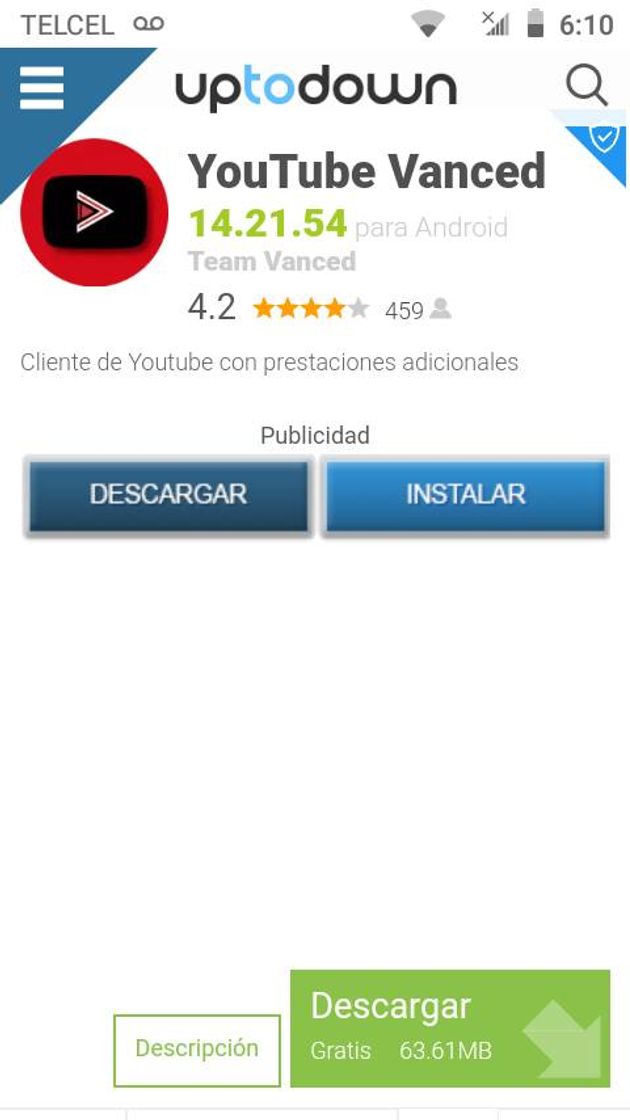 Aplicaciones descargar youtube vanced gratis (android)