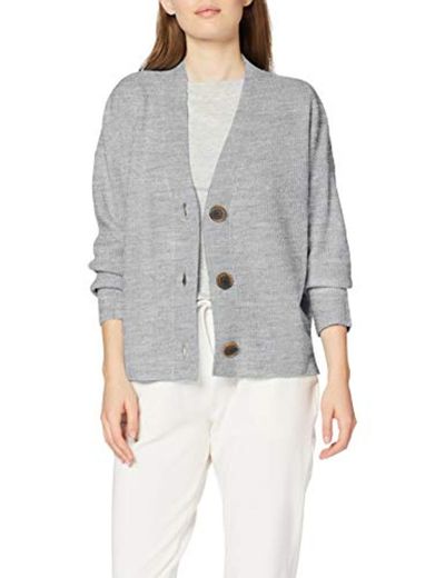 Marca Amazon - find. Stitch Cardigan - chaqueta punto Mujer, Gris