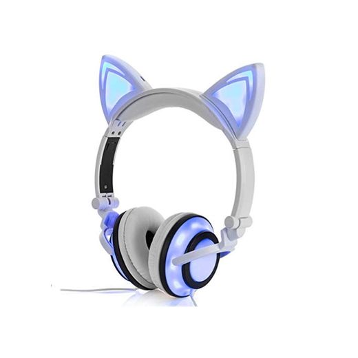 LIMSON Auriculares Sobre la Oreja con Oreja de gato, Headphones Plegables Recargables