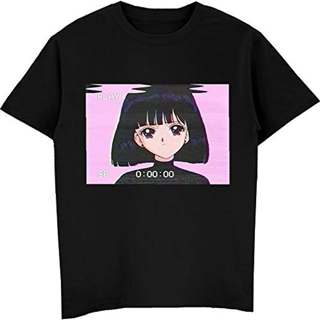 Productos Moda Triste Chica Retro Japonés Anime Vaporwave Camiseta de los Hombres Divertida