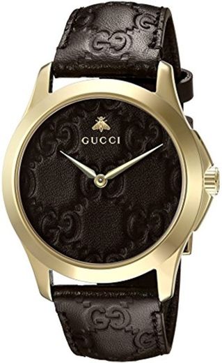 Gucci Reloj Análogo clásico para Unisex de Cuarzo con Correa en Cuero YA1264035