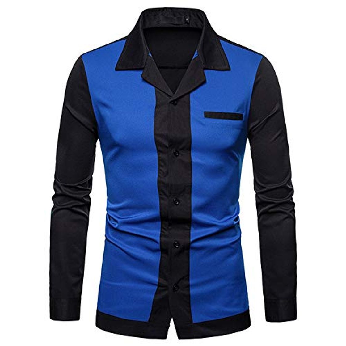 Social Weentop Color de Contraste de los Hombres Slim Fit Cuello de la