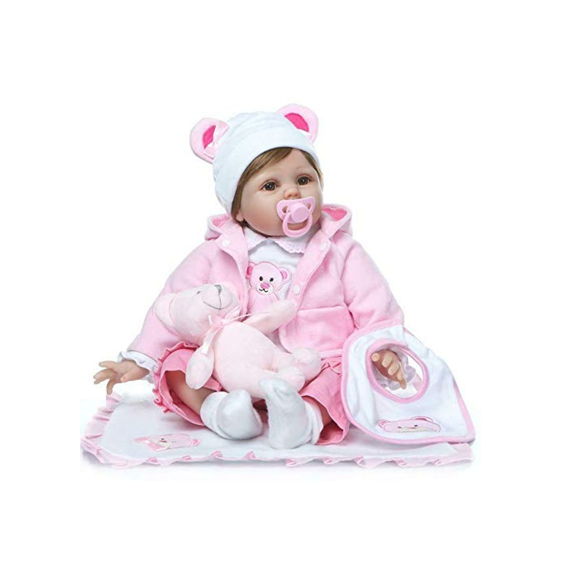 Product ConPush Realista Muñeca Bebe Reborn Muñecos bebé Niña 22 Pulgadas 55cm Vinilo Suave Silicona Reborn Baby Dolls Ojos Abiertos Niños Juguete