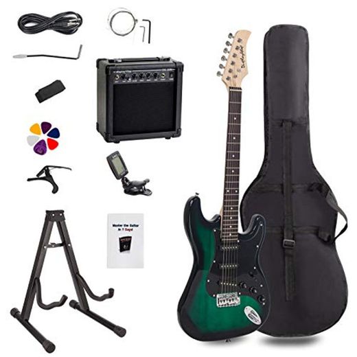 Display4top Kit de guitarra eléctrica Amplificador de 20 vatios, soporte de guitarra,