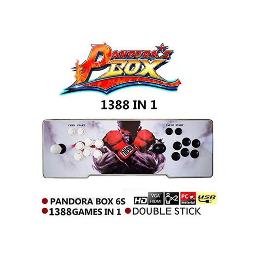 supertop 1388 en 1 Caja de Pandora 6s Retro Video Games Arcade Consola de Juegos Double Stick Arcade Console Light Arcade Machine Joystick Versión Inglesa