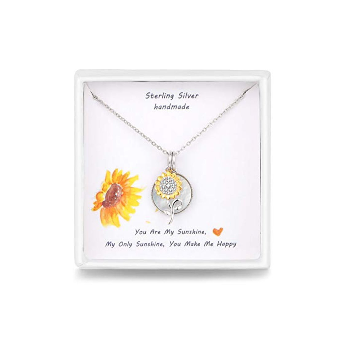 Social Qings Collar de Flor de Plata de Ley 925 con Colgante de