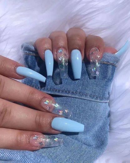 Transparent blue nails