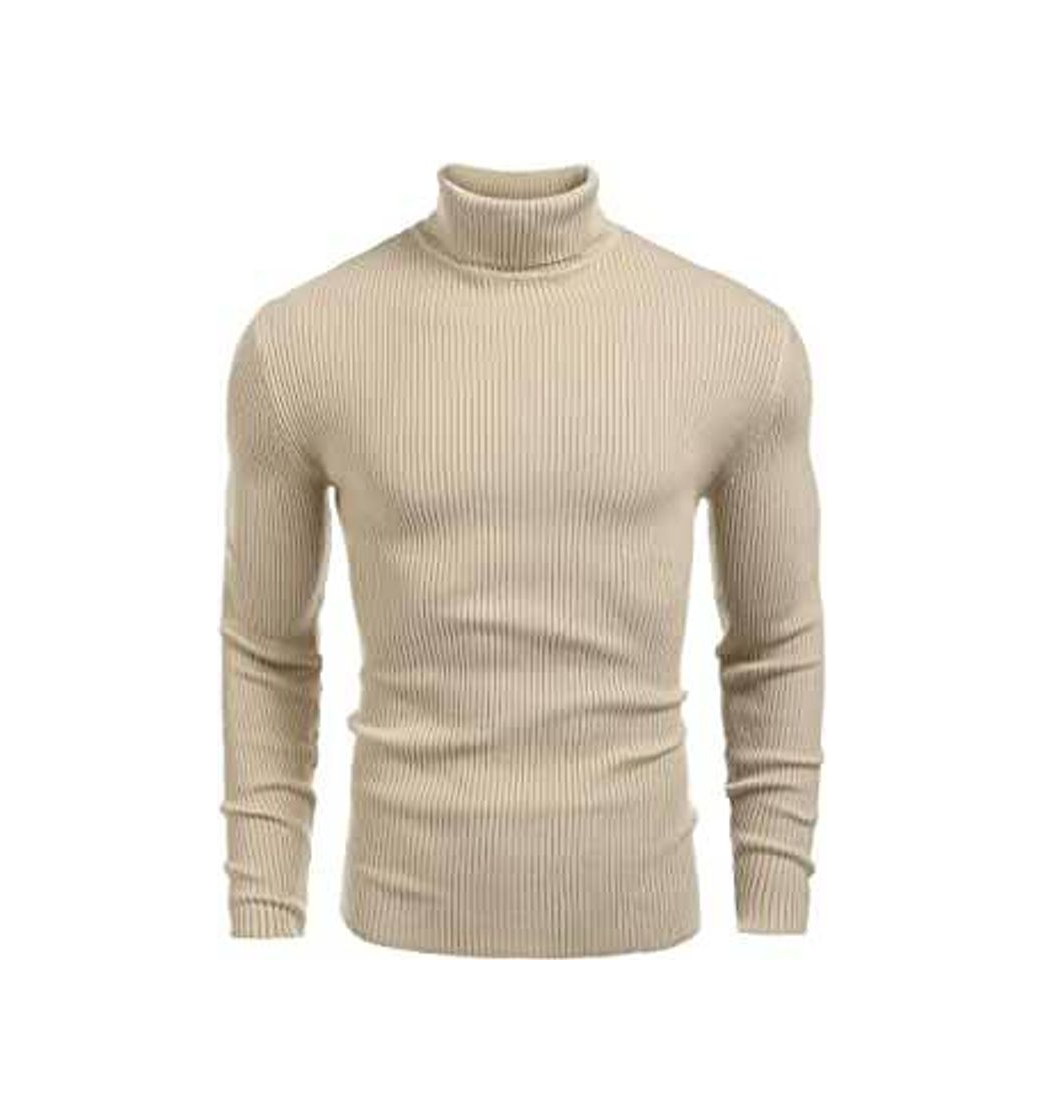 COOFANDY suéter de cuello alto de punto para hombre